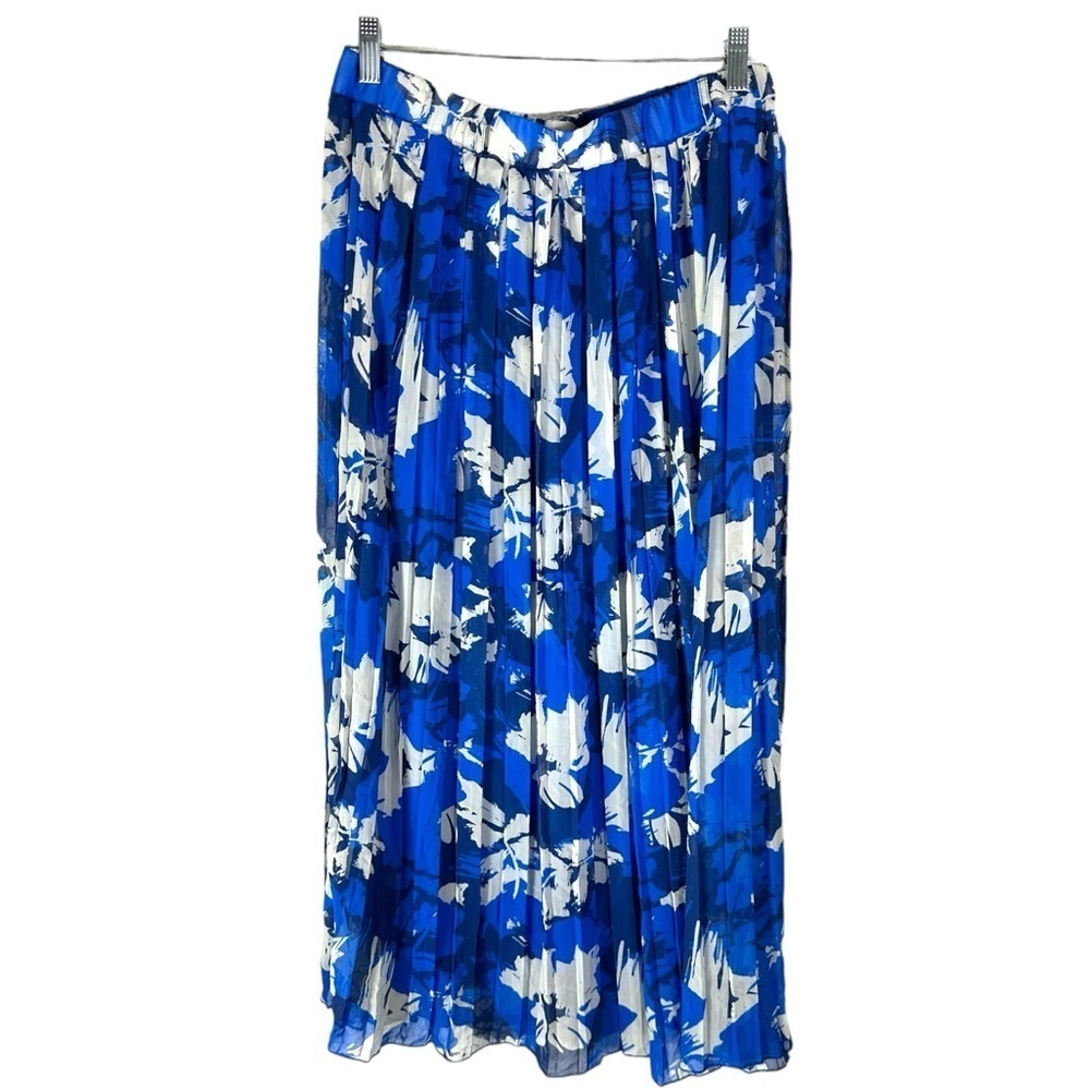 Joie Pleated Blue Floral Midi Skirt Size Medium